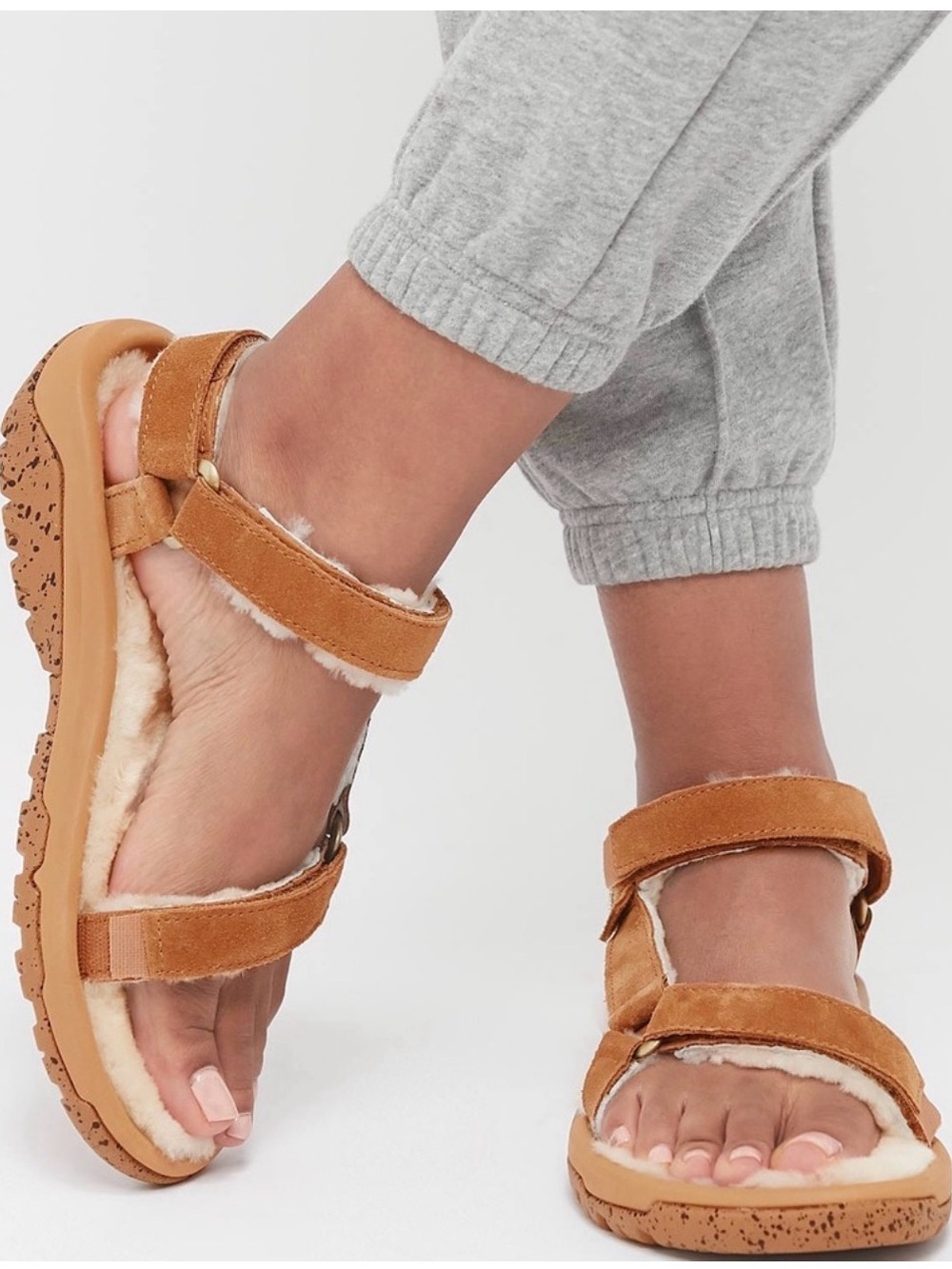 Reva Hurricane Shearling Sandal, Size 6
